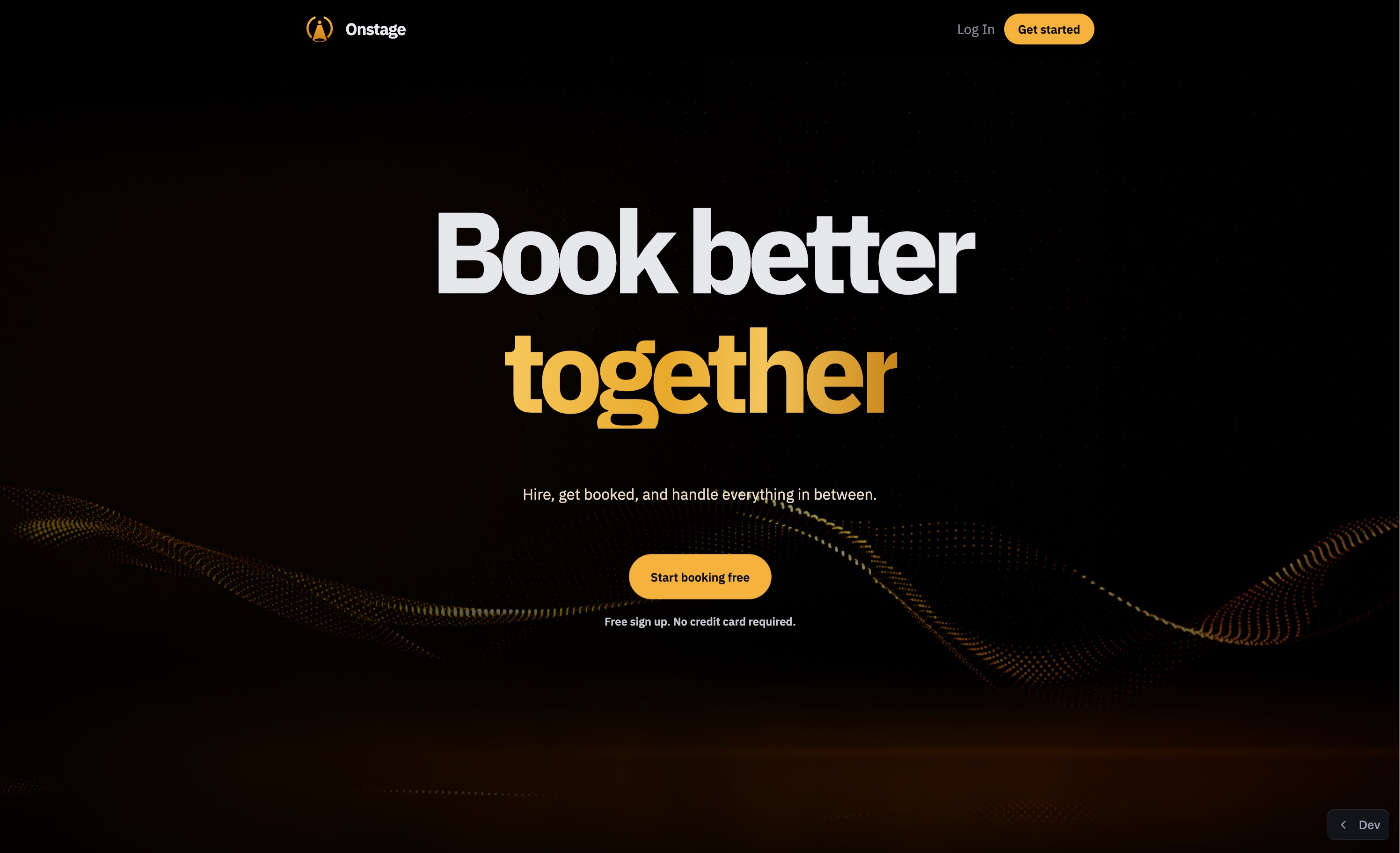 Screenshot of the Onstage website